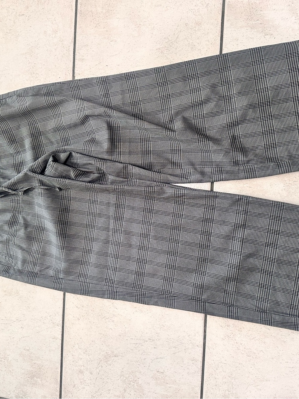 Gap mid rise twill Gray Plaid Wide-Leg Drawstring Pants petite small - Picture 6 of 10